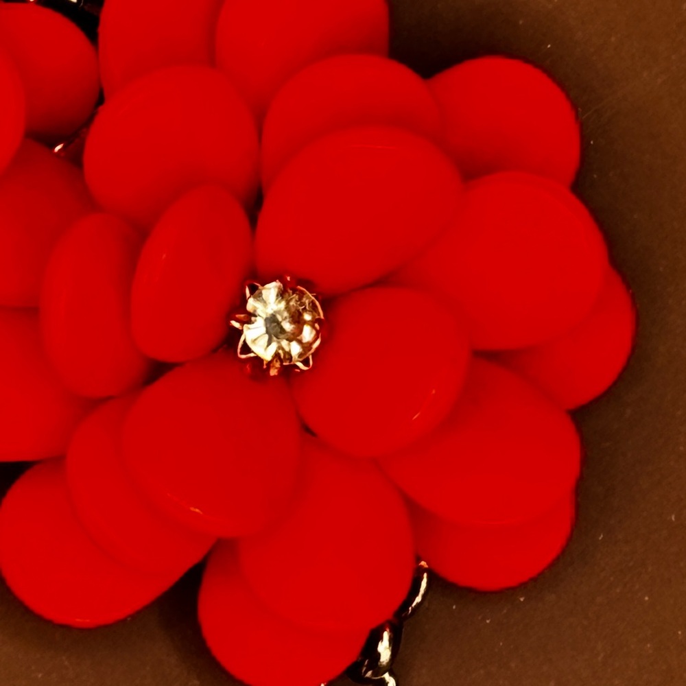 J. Crew Orange Floral Bib Necklace - Picture 2 of 5